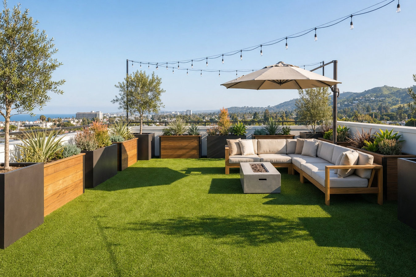 Turf for rooftop gardens